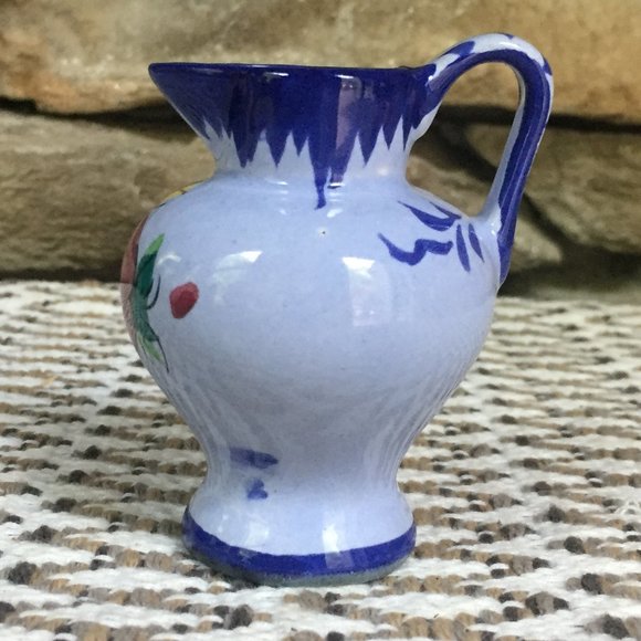 VTG Pitcher Portugal Mini Ceramic Rose Vase Floral Miniature - Picture 4 of 8